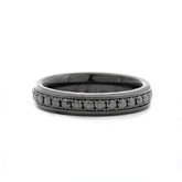 Black Ceramic Round Black Moissanite Fidget Ring