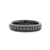 Black Ceramic Round Black Moissanite Fidget Ring