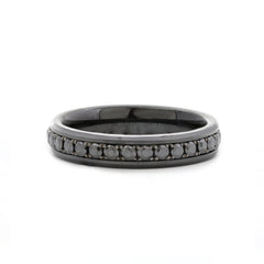 Black Ceramic Round Black Moissanite Fidget Ring