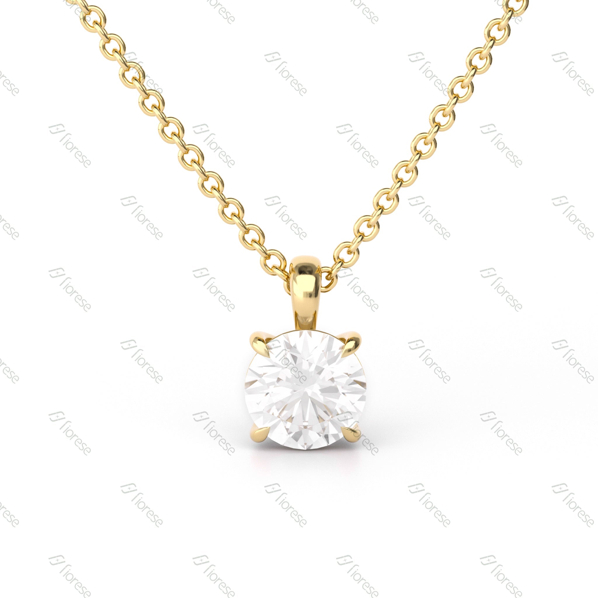 1 ct/ 2 ct Round solitaire 4-paw Pendant - MMR