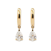 1 ct tw Pear Cut Diamond Three Prong Basket Hoop Earrings - MMR