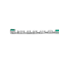 10 CT TW Lab Diamond & Lab Emerald Tennis Bracelet with Six Shapes - MMR