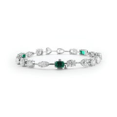 10 CT TW Lab Diamond & Lab Emerald Tennis Bracelet with Six Shapes - MMR