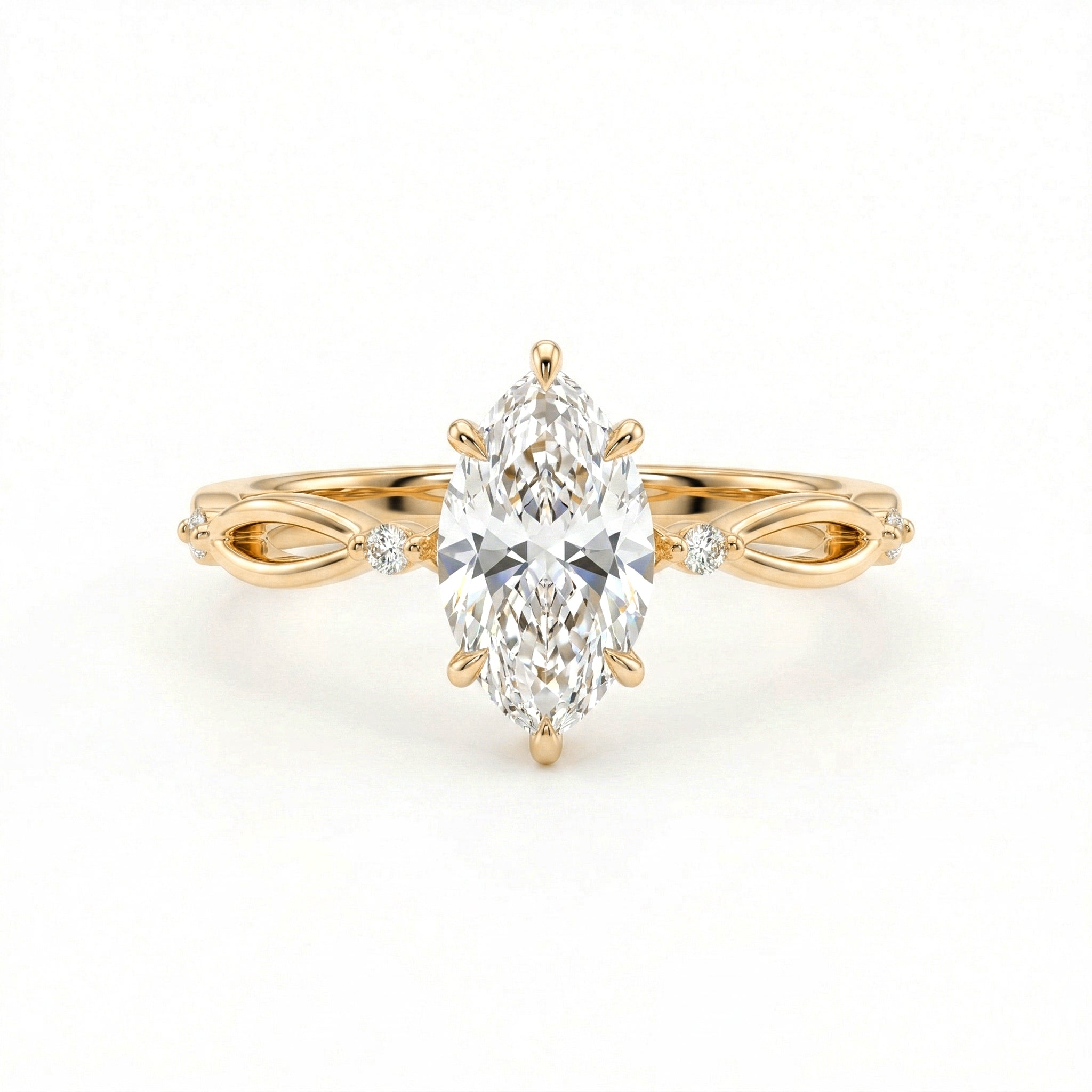 1.08CT Marquise Lab Diamond Solitaire Engagement Ring with Twist Shank - MMR