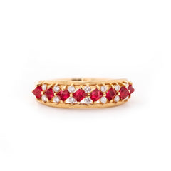 18K Yellow Gold Natural Point Cut Spinel and Natural Round Lab Diamond Ring