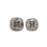 10K White Gold 2CTW Cushion Old Mine Cut Lab Daimond Bezel - Set Stud Earrings - MMR