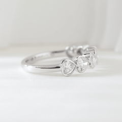10K White Gold Heart Shaped Lab Diamond Bezel Half Eternity Ring - MMR
