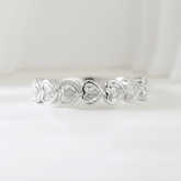10K White Gold Heart Shaped Lab Diamond Bezel Half Eternity Ring - MMR