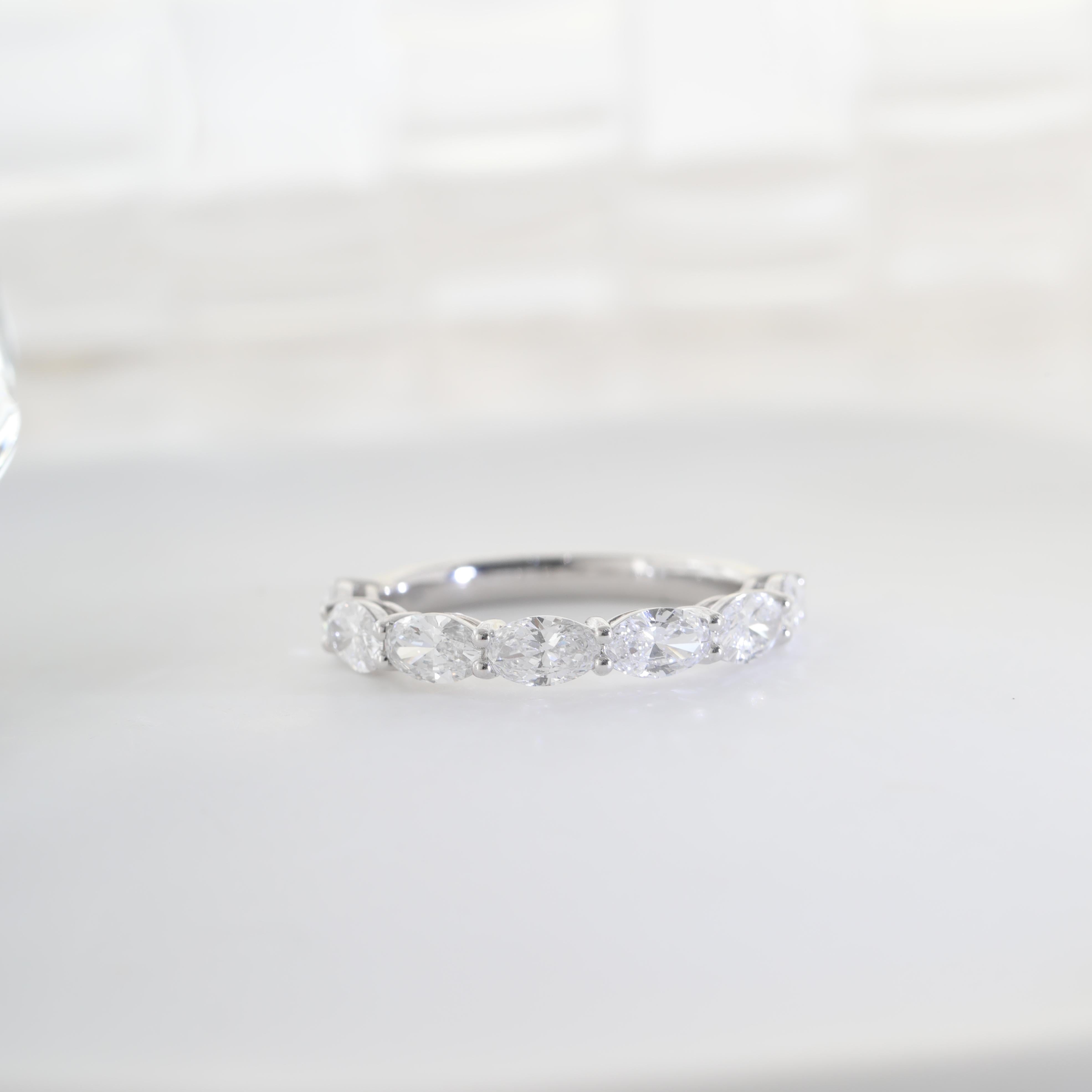 10K White Gold Oval Lab Diamond East-west Set 7-stone Ring - MMR