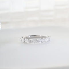 10K White Gold Oval Lab Diamond East-west Set 7-stone Ring - MMR
