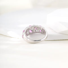 10K White Gold Round Lab Diamond and Sapphire Ring - MMR