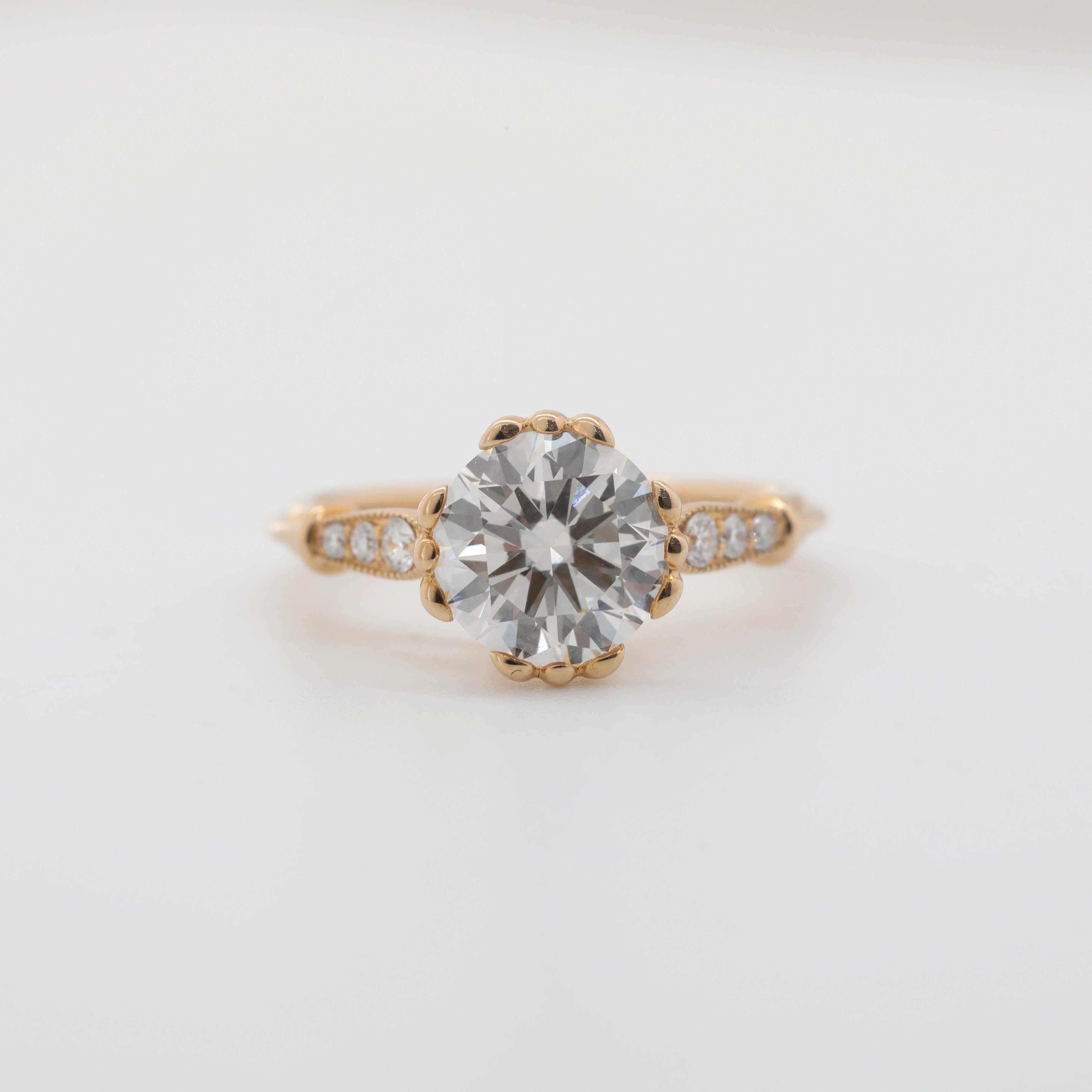 10K Yellow Gold 2.03ct Round Cut Lab Diamond Vintage Ring - MMR