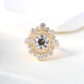 10K Yellow Gold 2.17ct Old European Cut Lab Diamond Ring with Round Lab Diamond Halo - MMR