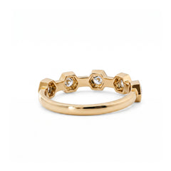 10K Yellow Gold 2.5mm Round Lab Diamond Hexagon Bezel Set Half Eternity Band - MMR