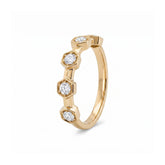 10K Yellow Gold 2.5mm Round Lab Diamond Hexagon Bezel Set Half Eternity Band - MMR