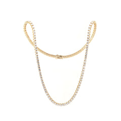 10K Yellow Gold 2.6mm 4 - Prong Basket Set Round Brilliant Cut Lab Diamond Tennis Necklace (15") - MMR