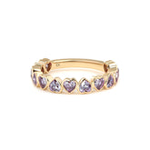 10K Yellow Gold 3*3mm Heart Purple Lab Moissanite Bezel - Set 3/4 Eternity Ring - MMR