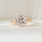 10K Yellow Gold 3.47ct Old Mine Cut Lab Diamond Solitairte Ring - MMR