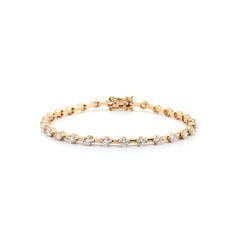 10K Yellow Gold 3mm Round Lab Diamond 4 Prong Basket Station Bracelet - MMR