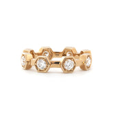 10K Yellow Gold 3mm Round Lab Diamond Hexagon Bezel Set Eternity Band (US6 Unresizable) - MMR
