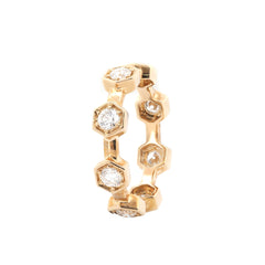 10K Yellow Gold 3mm Round Lab Diamond Hexagon Bezel Set Eternity Band (US6 Unresizable) - MMR