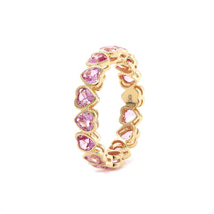 10K Yellow Gold 4*4mm Heart Lab Sapphire Bezel - Set Full Eternity Ring (US10 Unresizable) - MMR