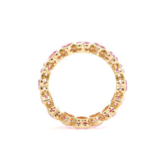 10K Yellow Gold 4*4mm Heart Lab Sapphire Bezel - Set Full Eternity Ring (US10 Unresizable) - MMR