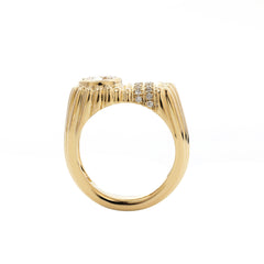 10K Yellow Gold 5mm Round Brilliant Multi - Row Ribbed Donut Band Ring (US2.25) - MMR