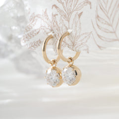 10K Yellow Gold 6.5mm Round Cut Moissanite Drop Earrings - MMR