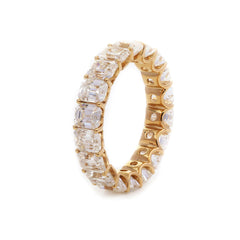 10K Yellow Gold Emerald - Cut Moissanite Eternity Band with U - Prong Setting (US8 Unresizable) - MMR