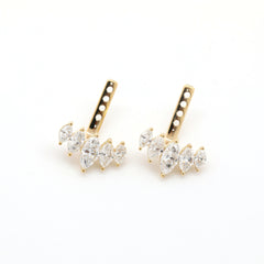 10K Yellow Gold Marquise Lab Diamond 5 Stone Ear Jackets - MMR