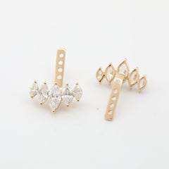 10K Yellow Gold Marquise Lab Diamond 5 Stone Ear Jackets - MMR