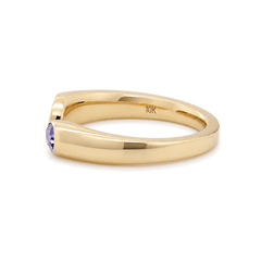 10K Yellow Gold Pear Sapphire and Marquise Lab Diamond Bezel Open Ring - MMR