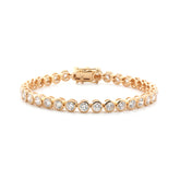 10K Yellow Gold Round Cut Lab Diamond Bezel Tennis Bracelet - MMR