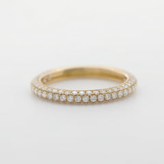 10K Yellow Gold Round Diamond Triple Pave Design 3/4 Eternity Ring - MMR