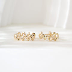 10K Yellow Gold Spring Design Huggie Earrings - MMR