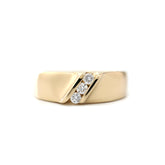 10K Yellow Gold Wide Band Men’s Ring with Three Diamonds - MMR