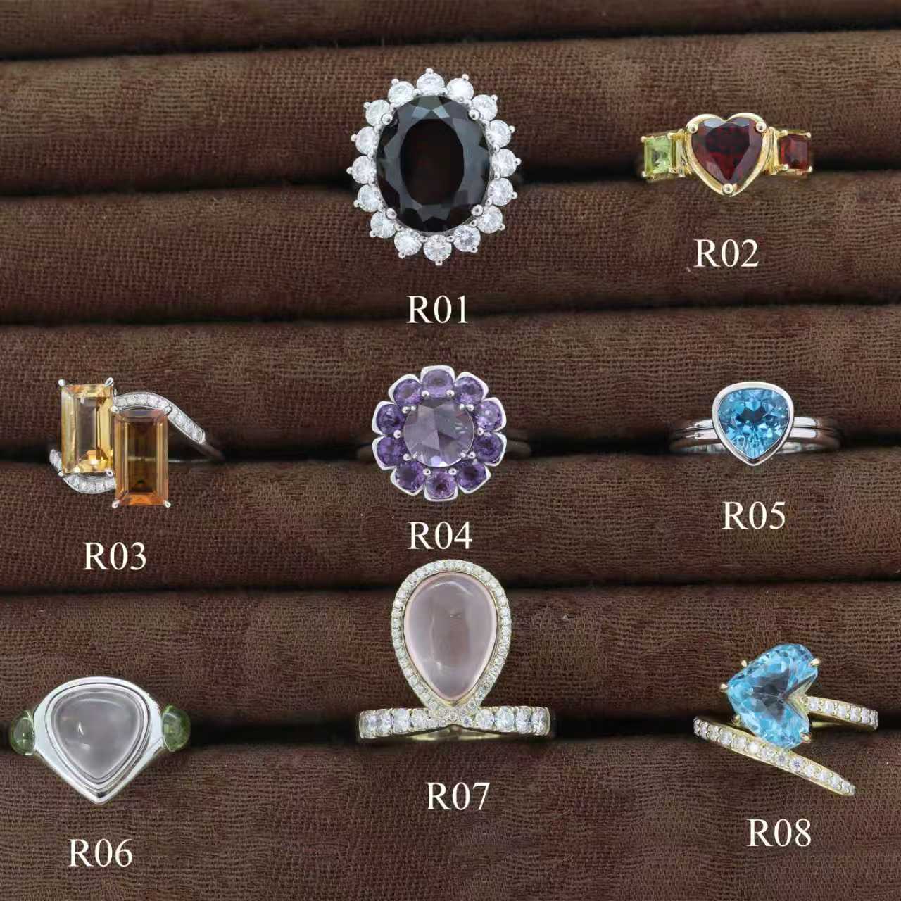129USD 925 Silver Natural Gemstone Rings - Fiorese 30TH Anniversary - MMR