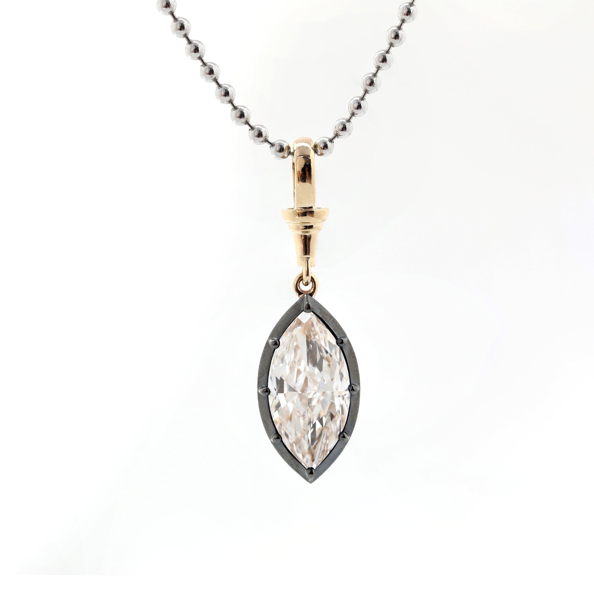 1.3–1.4ct Marquise Crushed Ice Cut Bottom Back Pendant - MMR