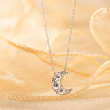 14K Gold Round Brilliant Cut Lab Diamond Five-Stone Moon Pendant Necklace – Bezel Set Diamond Necklace for Men & Women