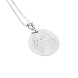 14K White Gold Custom Pet Portrait Pendant Necklace Blue Daisy