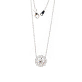 14K Round Brilliant Cut Lab Diamond Halo Setting White Gold Necklace