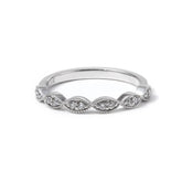 14K White Gold Round Lab Diamond Millegrain Wedding Ring
