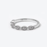 14K White Gold Round Lab Diamond Millegrain Wedding Ring