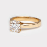 14K Yellow Gold 1.5 Carat Old Mine Cut Lab Diamond Solitaire Ring