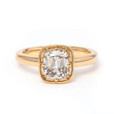 14K Yellow Gold 1.5ct Old Mine Cut Cushion Lab Diamond Basket Solitaire Ring