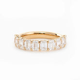14K Yellow Gold 4*3MM Emerald Cut Lab Diamond U Shaped Pave Half Eternity Band