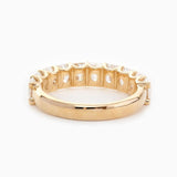 14K Yellow Gold 4*3MM Emerald Cut Lab Diamond U Shaped Pave Half Eternity Band