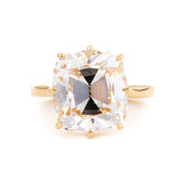 14K Yellow Gold 9 Carat Old Mine Cut Lab Diamond Solitaire Ring