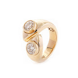 14K Yellow Gold Old European Cut Lab Diamond Toi et Moi Ring